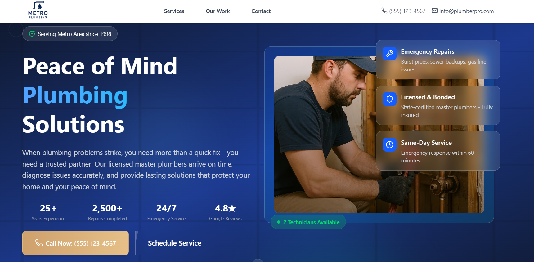 Plumber Services Demo screenshot
